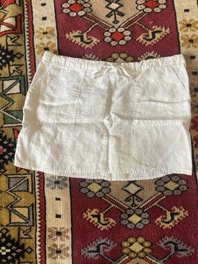 White Linen Drawstring Skirt